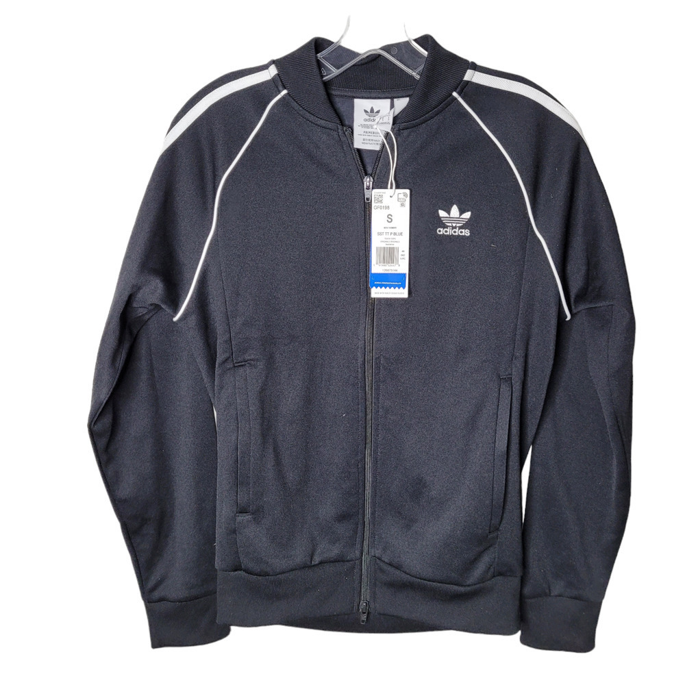 NWT ADIDAS Originals mens Track Jacket Full Zip Primeblue Superstar Black Small